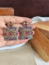 Dual Tone Oxidised Statement Stud Earrings | Sarichka